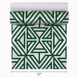 2902-87332 Flocking green off white Flocked geo maze flock velvet Geometric lines Wallpaper