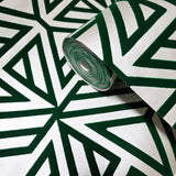 2902-87332 Flocking green off white Flocked geo maze flock velvet Geometric lines Wallpaper