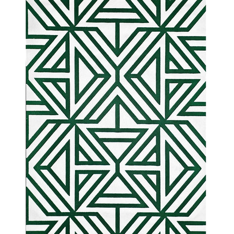 2902-87332 Flocking green off white Flocked geo maze flock velvet Geometric lines Wallpaper