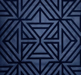 2902-87333 Helios Navy dark blue flocking Geometric velvet flocked lines textured wallpaper