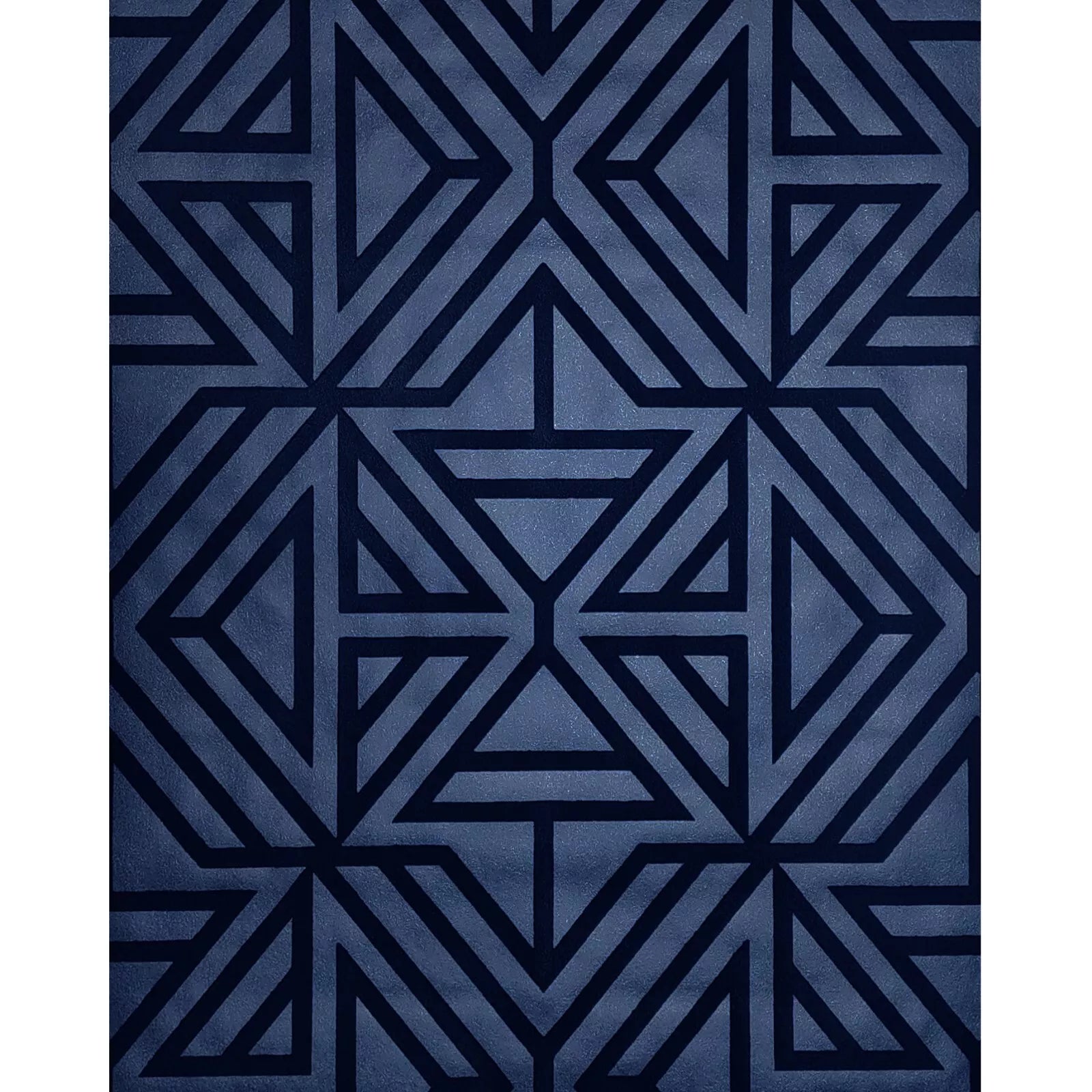 2902-87333 Helios Navy dark blue flocking Geometric velvet
