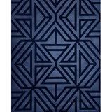 2902-87333 Helios Navy dark blue flocking Geometric velvet flocked lines textured wallpaper