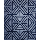 2902-87333 Helios Navy dark blue flocking Geometric velvet flocked lines textured wallpaper