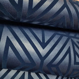 2902-87333 Helios Navy dark blue flocking Geometric velvet flocked lines textured wallpaper