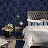 2902-87333 Helios Navy dark blue flocking Geometric velvet flocked lines textured wallpaper