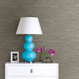 2903-24119 Exhale Grey Faux Grasscloth Wallpaper