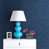  2903-24120 Exhale Dark Blue Faux Grasscloth Wallpaper