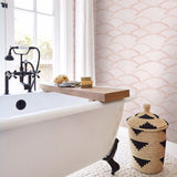  2903-25801 Bennett Pink Dotted Scallop Wallpaper