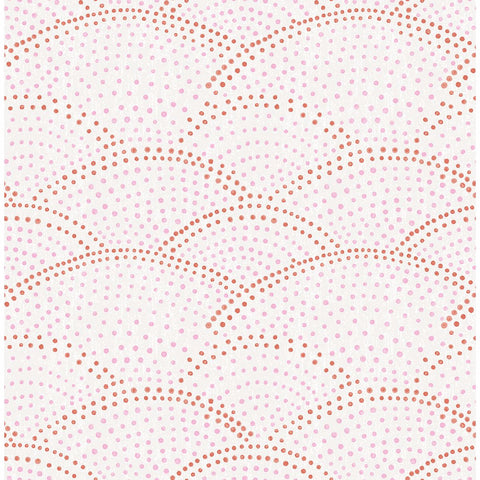  2903-25801 Bennett Pink Dotted Scallop Wallpaper