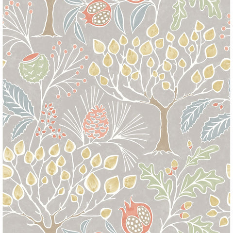 2903-25829 Shiloh Light Grey Botanical Wallpaper