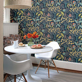  2903-25830 Shiloh Navy Botanical Wallpaper