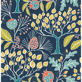  2903-25830 Shiloh Navy Botanical Wallpaper