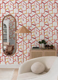  2903-25846 Tate Pink Geometric Linen Wallpaper