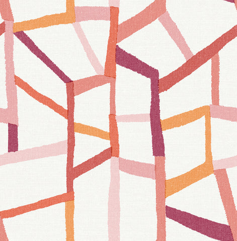  2903-25846 Tate Pink Geometric Linen Wallpaper