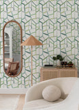  2903-25847 Tate Green Geometric Linen Wallpaper