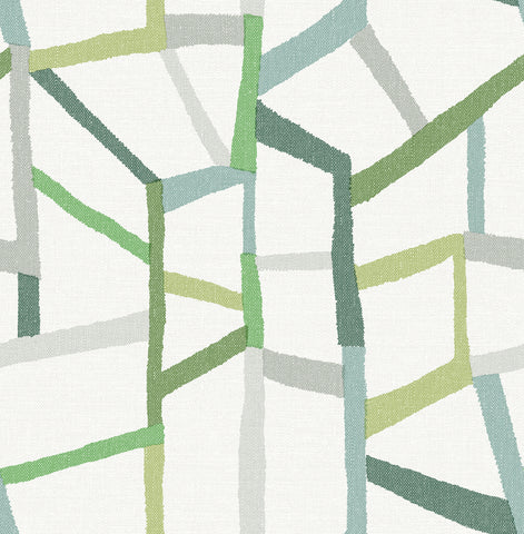  2903-25847 Tate Green Geometric Linen Wallpaper