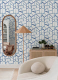 2903-25849 Tate Blue Geometric Linen Wallpaper