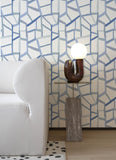 2903-25849 Tate Blue Geometric Linen Wallpaper