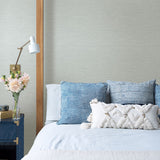 2903-25850 Exhale Light Blue Faux Grasscloth Wallpaper