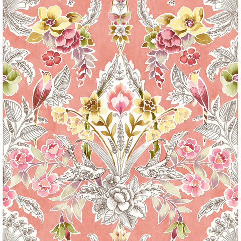  2903-25861 Vera Pink Floral Damask Wallpaper