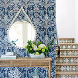 2903-25863 Vera Blue Floral Damask Wallpaper