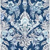 2903-25863 Vera Blue Floral Damask Wallpaper