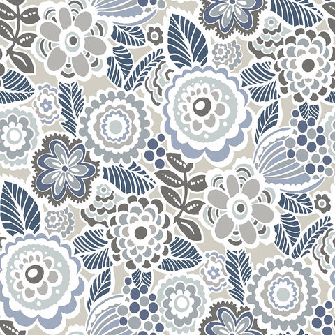  2903-25864 Lucy Grey Floral Wallpaper