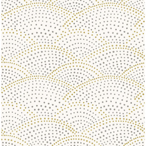 2903-25869 Bennett Grey Dotted Scallop Wallpaper