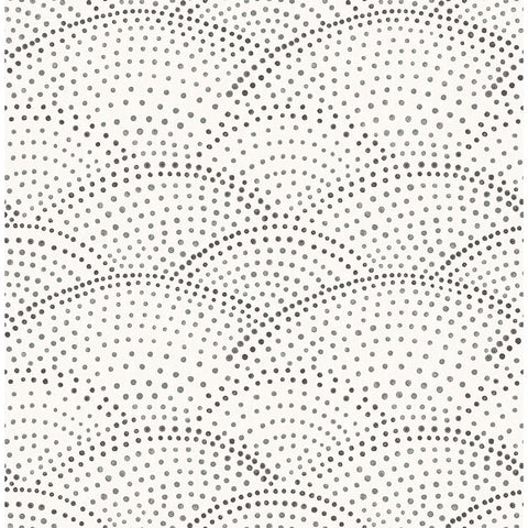 2903-25870 Bennett Charcoal Dotted Scallop Wallpaper