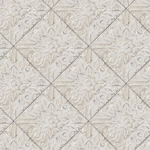2904-13094 Brandi Grey Tin Tile Wallpaper