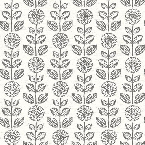 2904-13511 Dolly Dark Brown Folk Floral Wallpaper