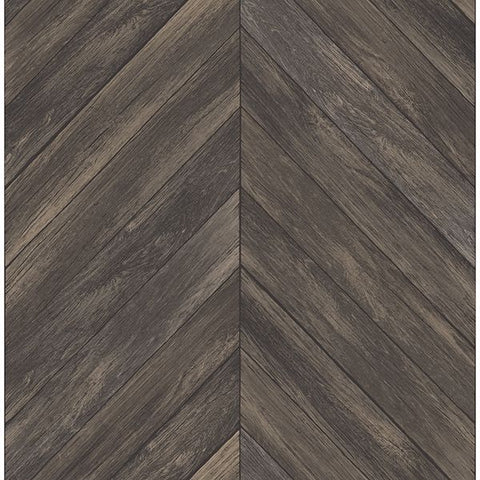 2904-24008 Parisian Dark Brown Chevron Wood Wallpaper
