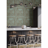 2904-24032 Hazley Turquoise Ornamental Tin Tile Wallpaper