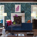  2904-24201 Nocturnum Dark Blue Leaves Wallpaper