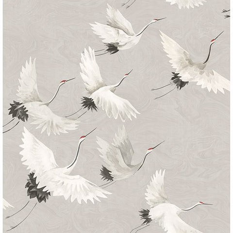 2904-24304 Windsong Grey Bird Wallpaper
