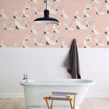2904-24305 Windsong Pink Bird Wallpaper