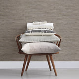2904-24416 Fiber Taupe Faux Grasscloth Wallpaper