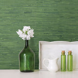 2904-24419 Fiber Green Faux Grasscloth Wallpaper