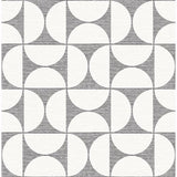 2904-25672 Deedee Black Geometric Faux Grasscloth Wallpaper