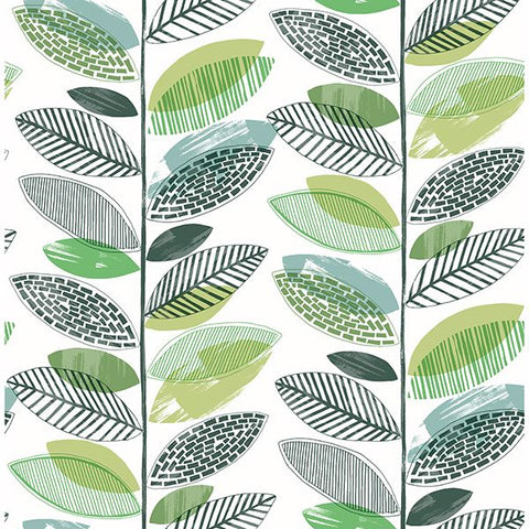 2904-25681 Nyssa Green Leaves Wallpaper