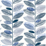  2904-25682 Nyssa Blue Leaves Wallpaper