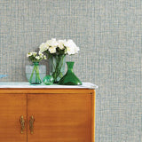 2908-24944 Rattan Teal Woven Wallpaper
