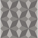  2908-25300 Valiant Grey Faux Grasscloth Geometric Wallpaper