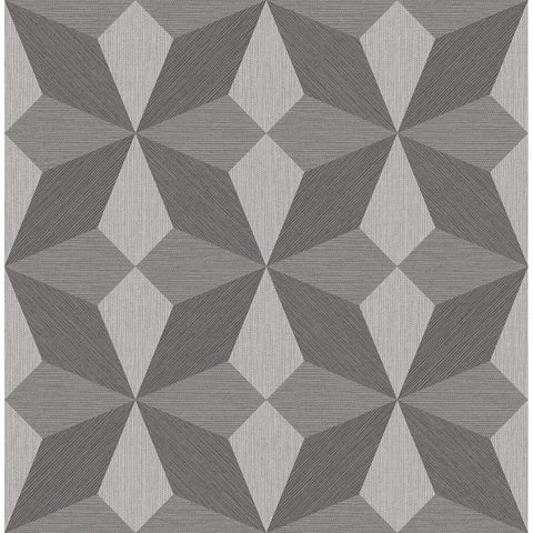  2908-25300 Valiant Grey Faux Grasscloth Geometric Wallpaper