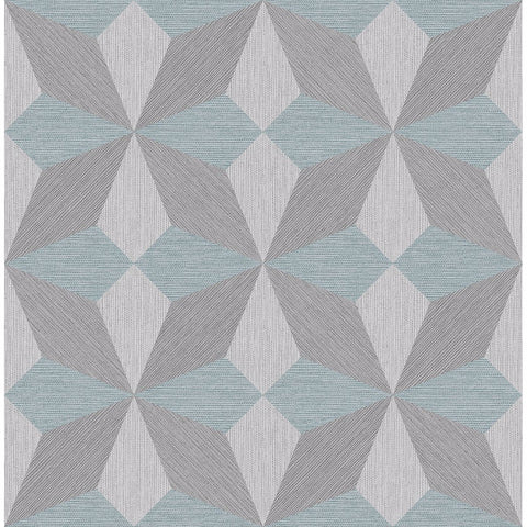 2908-25304 Valiant Aqua Faux Grasscloth Geometric Wallpaper