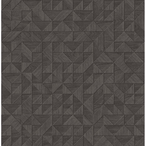 2908-25326 Gallerie Dark Brown Geometric Wood Wallpaper
