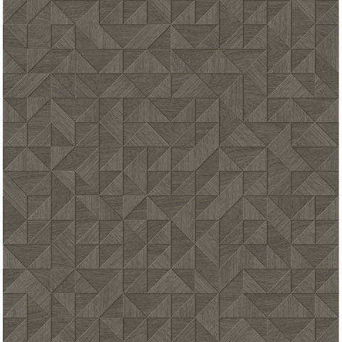 2908-25327 Gallerie Taupe Geometric Wood Wallpaper