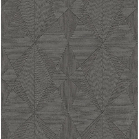 2908-25334 Intrinsic Dark Grey Geometric Wood Wallpaper