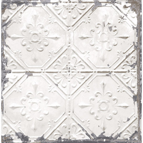 2922-22305 Donahue White Tin Ceiling Wallpaper