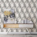 2922-22306 Clarabelle Grey Rustic Wood Tile Wallpaper